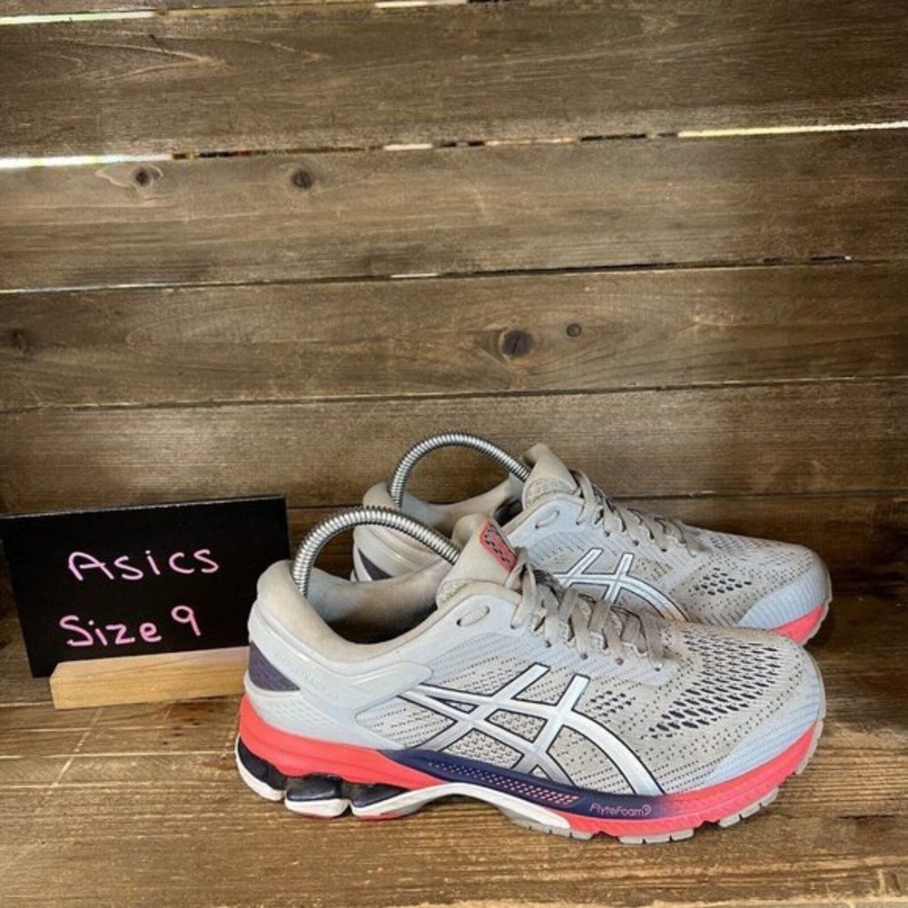 Womens Asics‎ Gel Kayano 26 Gray Athletic Running Shoes Sneakers Size 9 M GUC